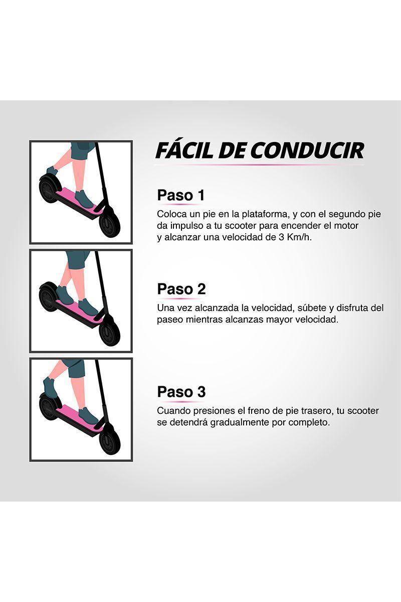 Scooter Eléctrico Plegable 15 Km/h Go Fun Rosa-4