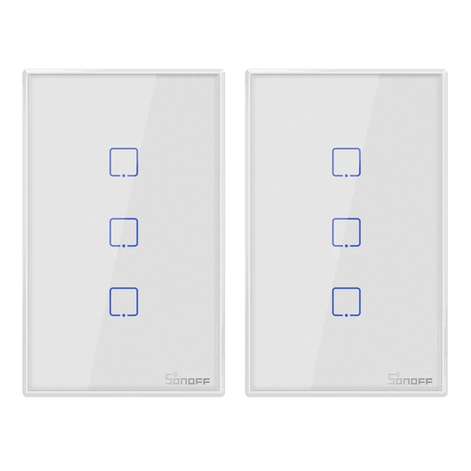 Pack 2 Interruptores Smart 3 Canales Blanco WiFi + RF T2US3C Sonoff-0