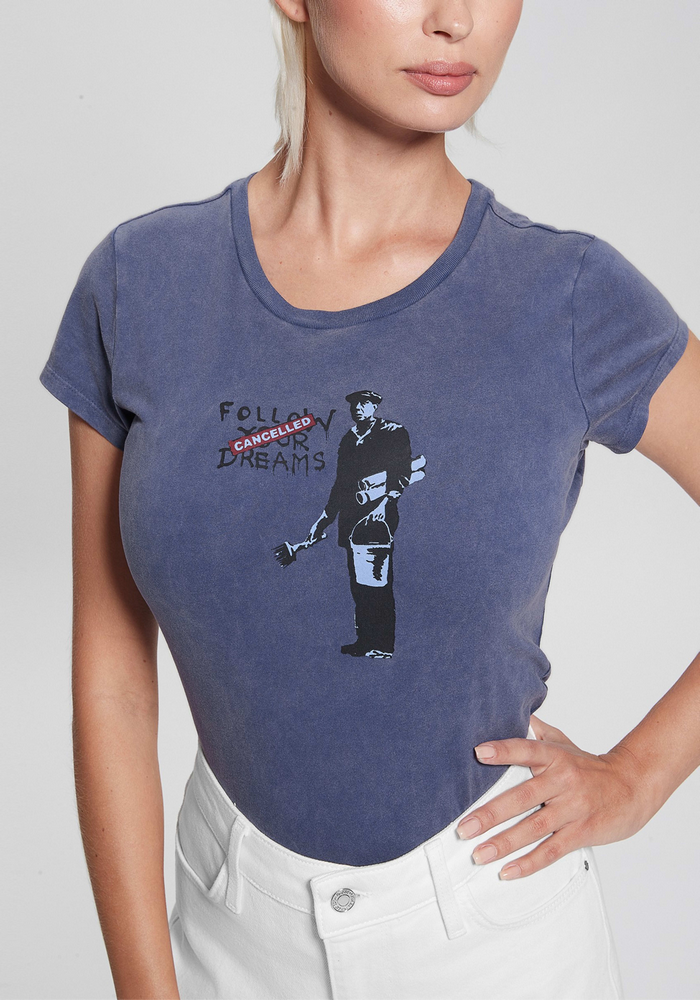Polera Guess Ss Follow Your AZUL-2