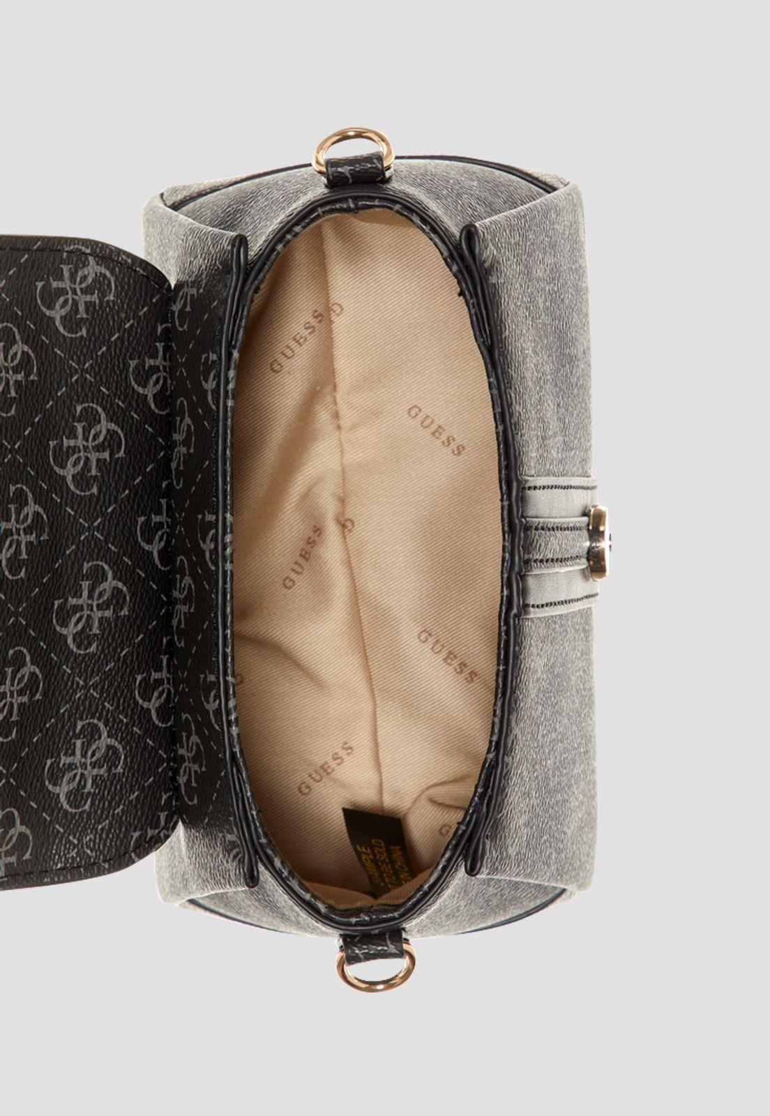 Mini Cartera Kasinta Top Handle Flap Carbón Guess-3