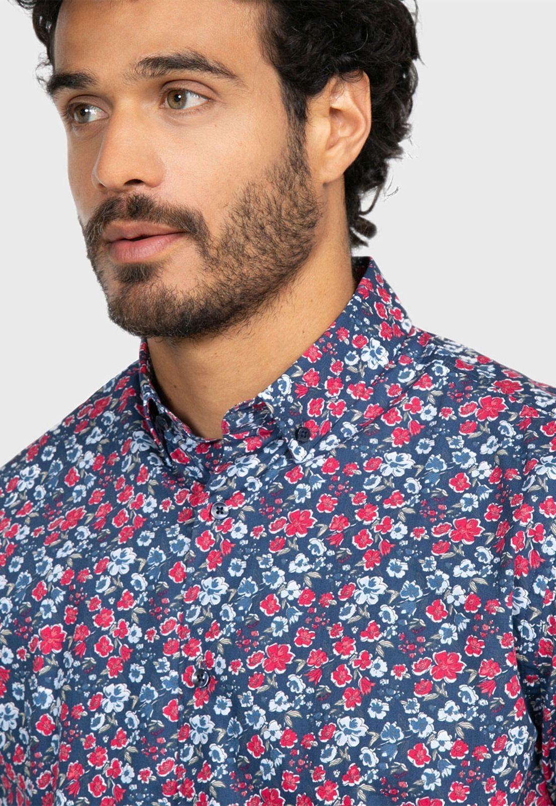 Camisa Sport Floreada Azul Arrow-2