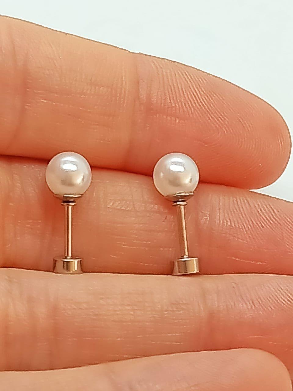 Pendientes Perlas 5mm con cierre tuerca tapa de seguridad-6