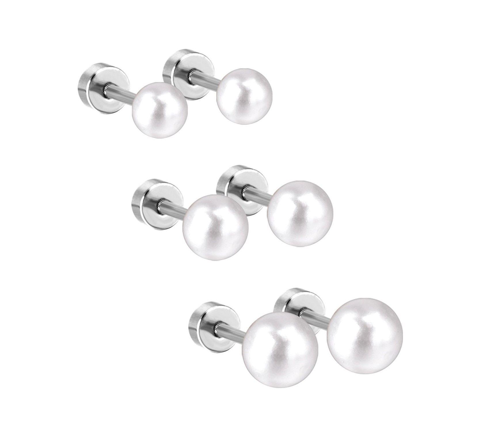 Pendientes Perlas 5mm con cierre tuerca tapa de seguridad-2