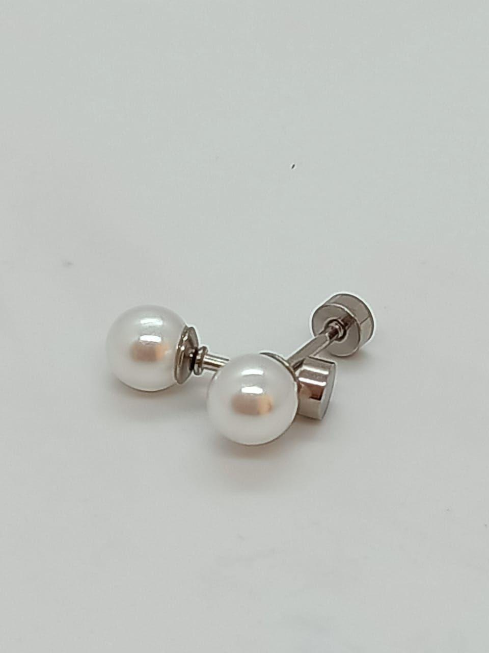 Pendientes Perlas 5mm con cierre tuerca tapa de seguridad-4