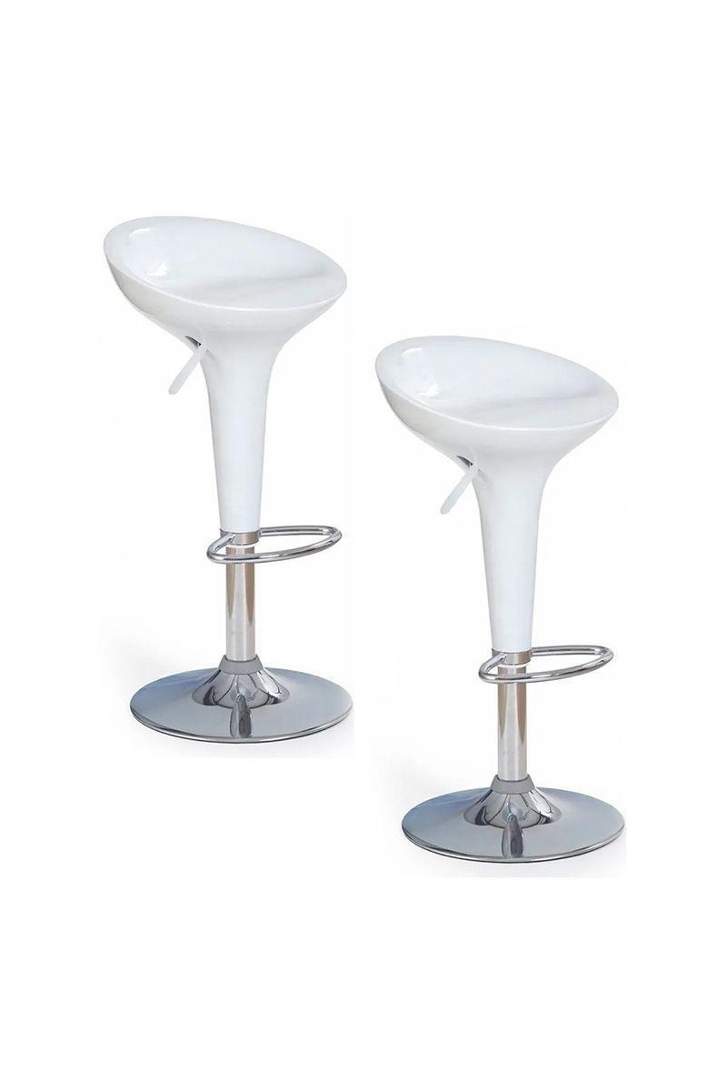 Pack 2 - Piso Bar Regulable Taburete Estilo Retro - Blanco-0
