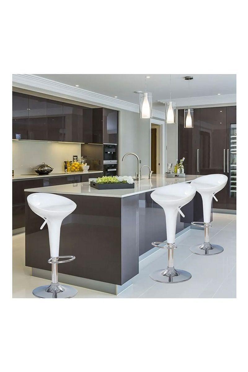 Pack 2 - Piso Bar Regulable Taburete Estilo Retro - Blanco-1