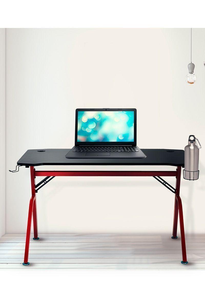 Escritorio Gamer con Soporte para Audífonos Rojo-5
