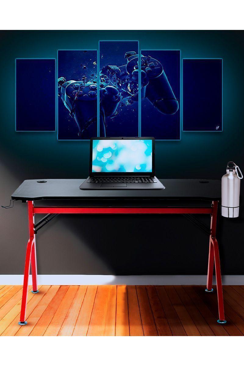 Escritorio Gamer con Soporte para Audífonos Rojo-1