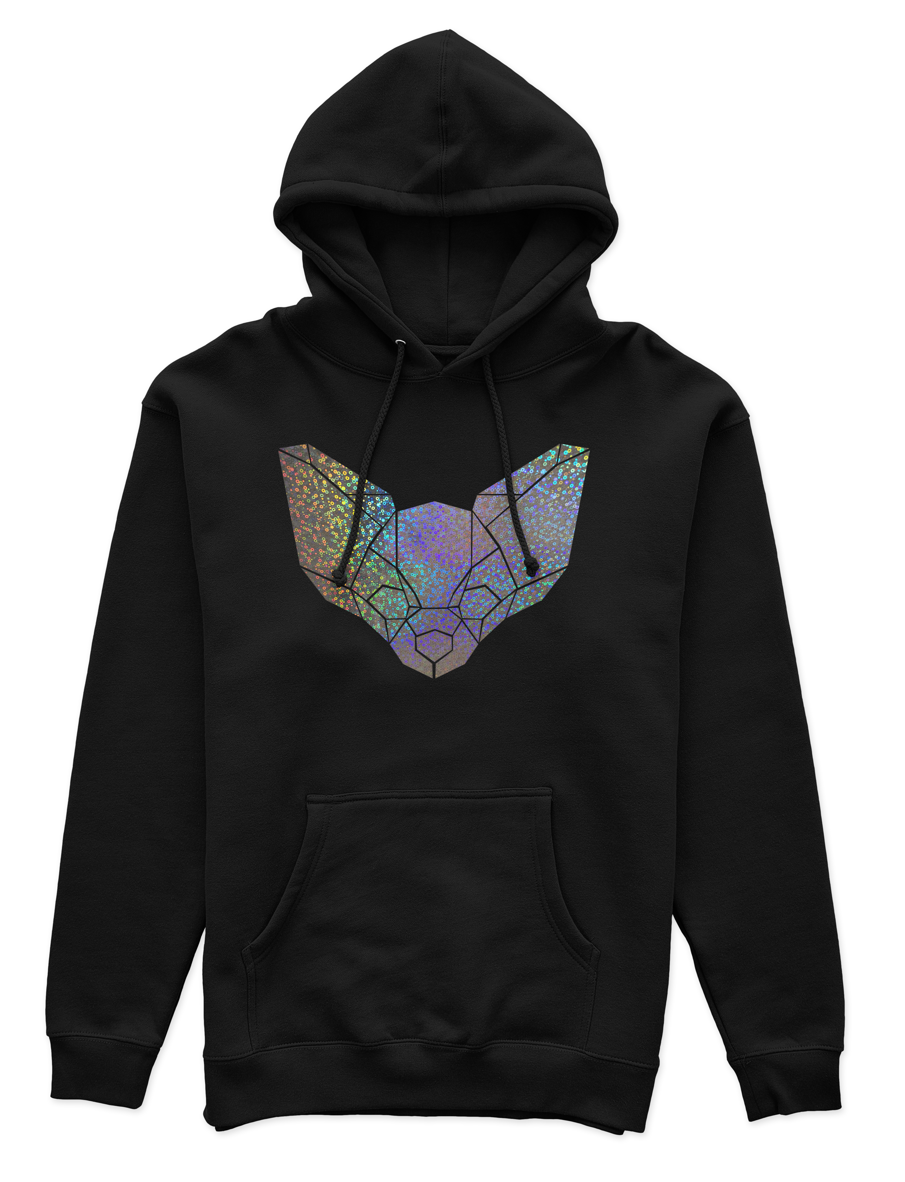 Polerón Canguro Unisex Negro - Perrito Chihuahua Geométrico holográfico efecto circulo-0