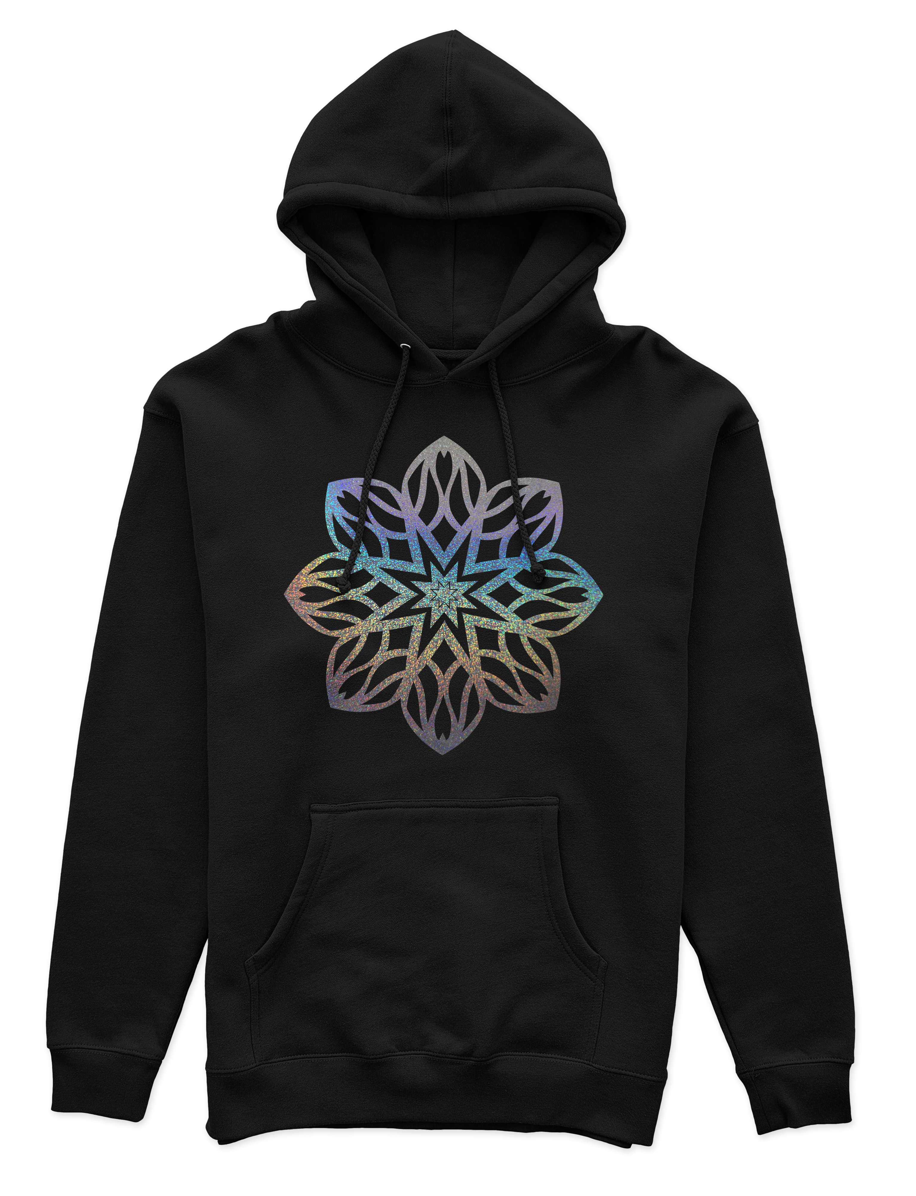 Polerón Canguro Unisex Negro - Mandala (2) holográfico-0