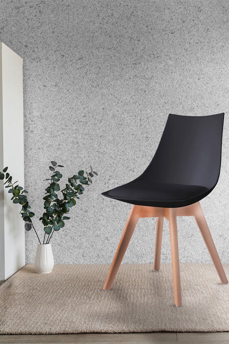 Pack 2 Silla Comedor con Patas de Madera Negro-1