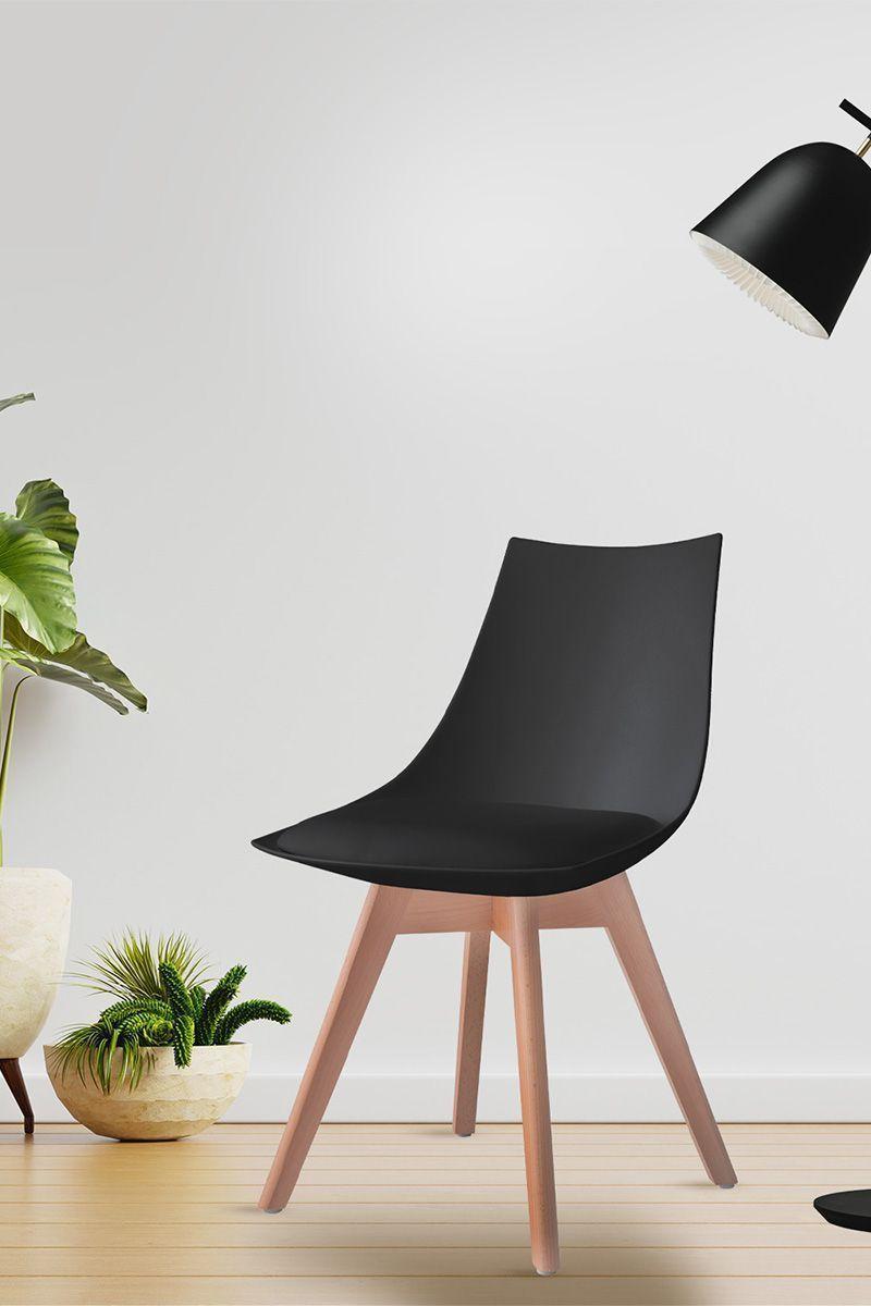 Pack 2 Silla Comedor con Patas de Madera Negro-5