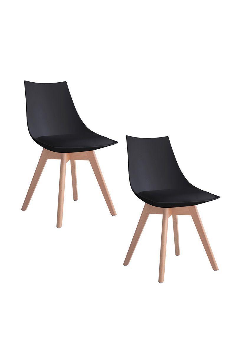 Pack 2 Silla Comedor con Patas de Madera Negro-0