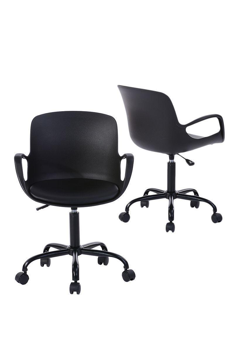 Silla de Oficina Diseño Apoya Brazos con Cojín Negro-2