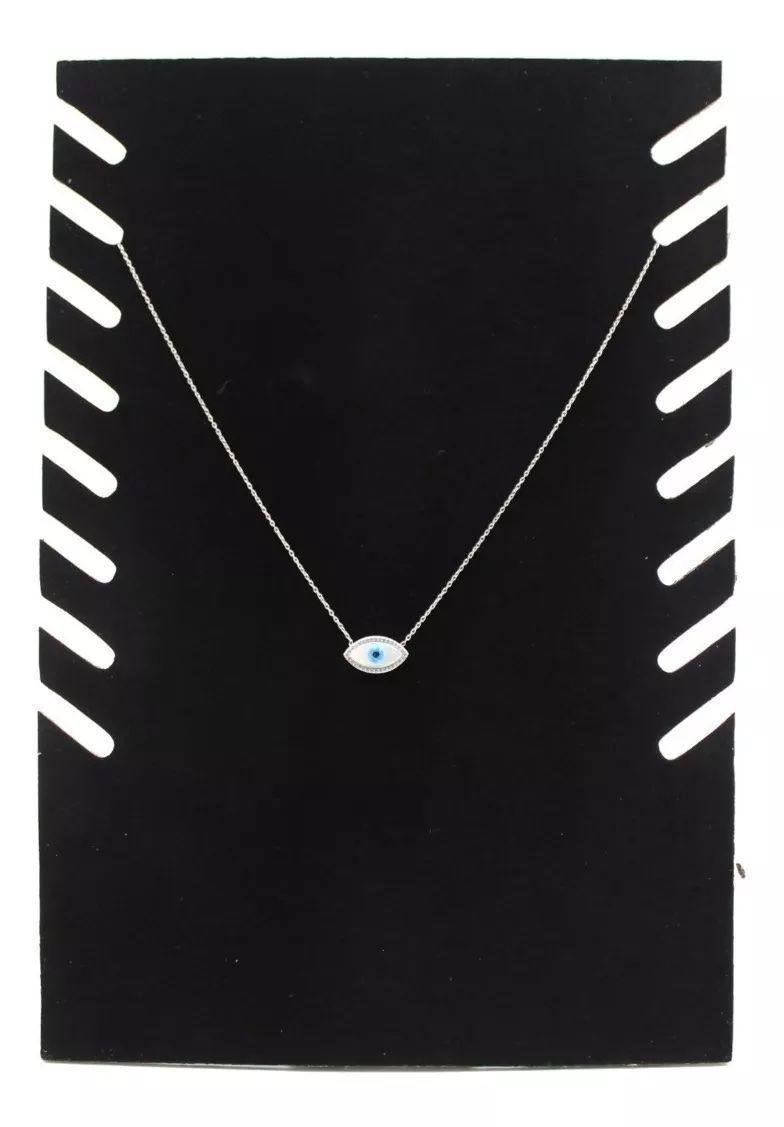 Exhibidor Mostrario 8 Cadenas Collar Terciopelo Negro Plano-1