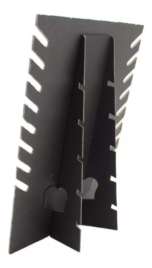 Exhibidor Mostrario 8 Cadenas Collar Terciopelo Negro Plano-3