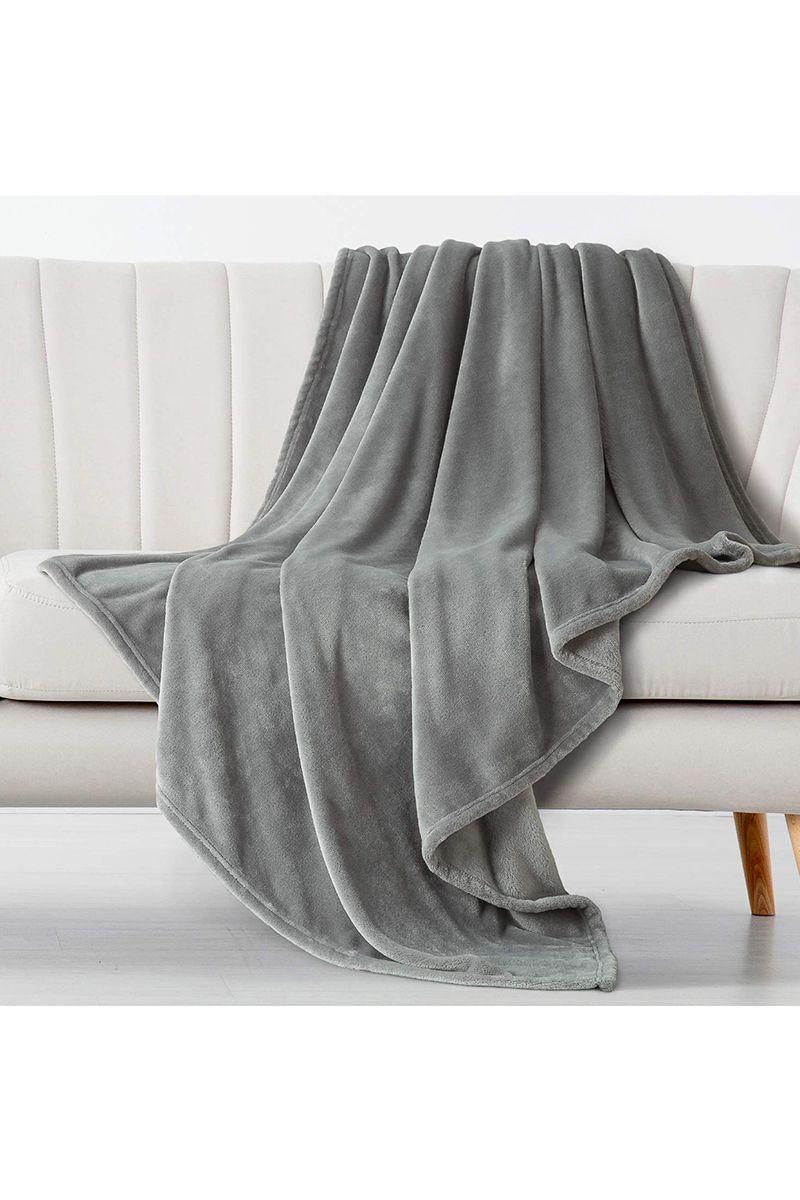 Mantas Grandes de Cama Franela Felpa 210 X 230 cm Gris-1