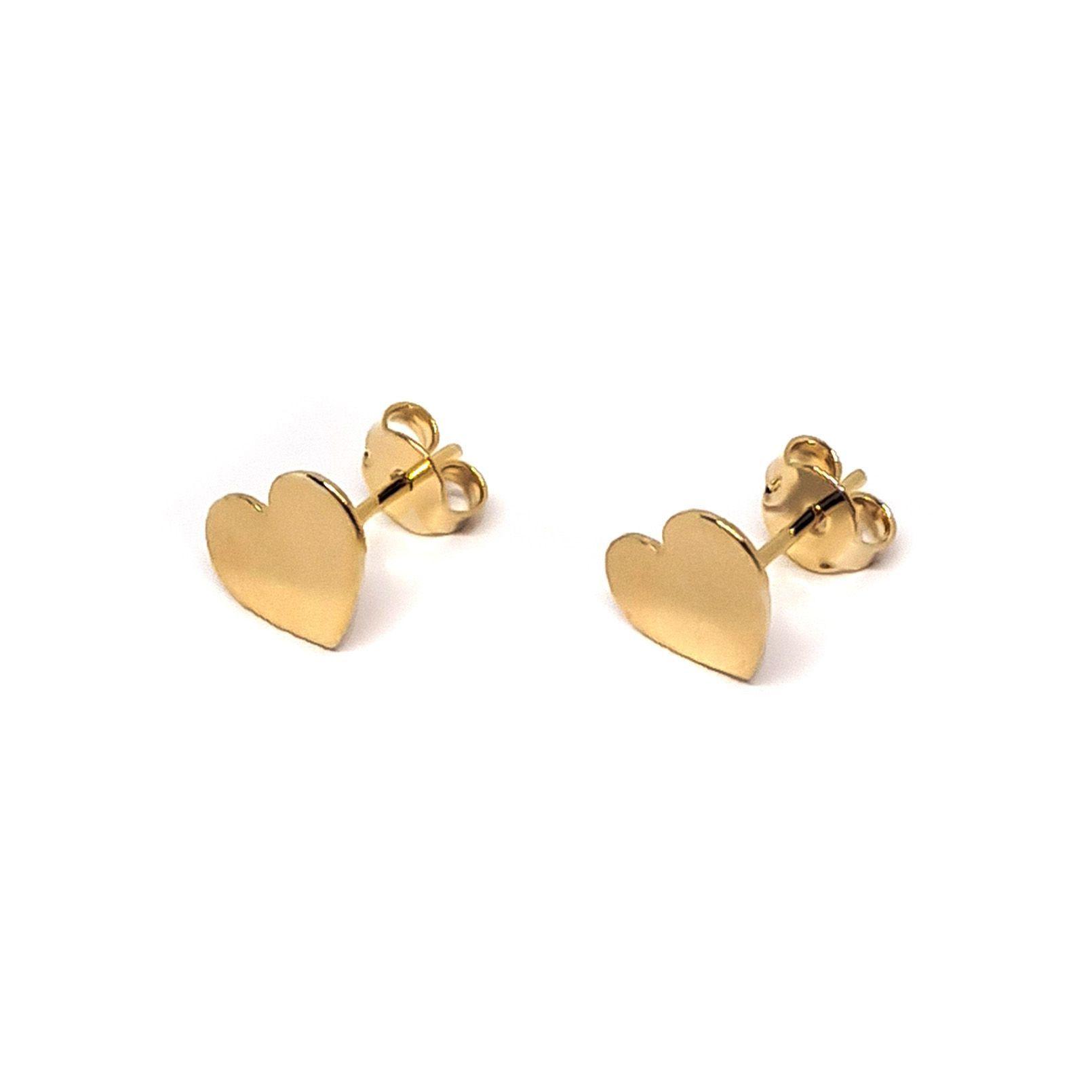 Aros Corazón Plano Mediano Enchapado Oro 18K-0