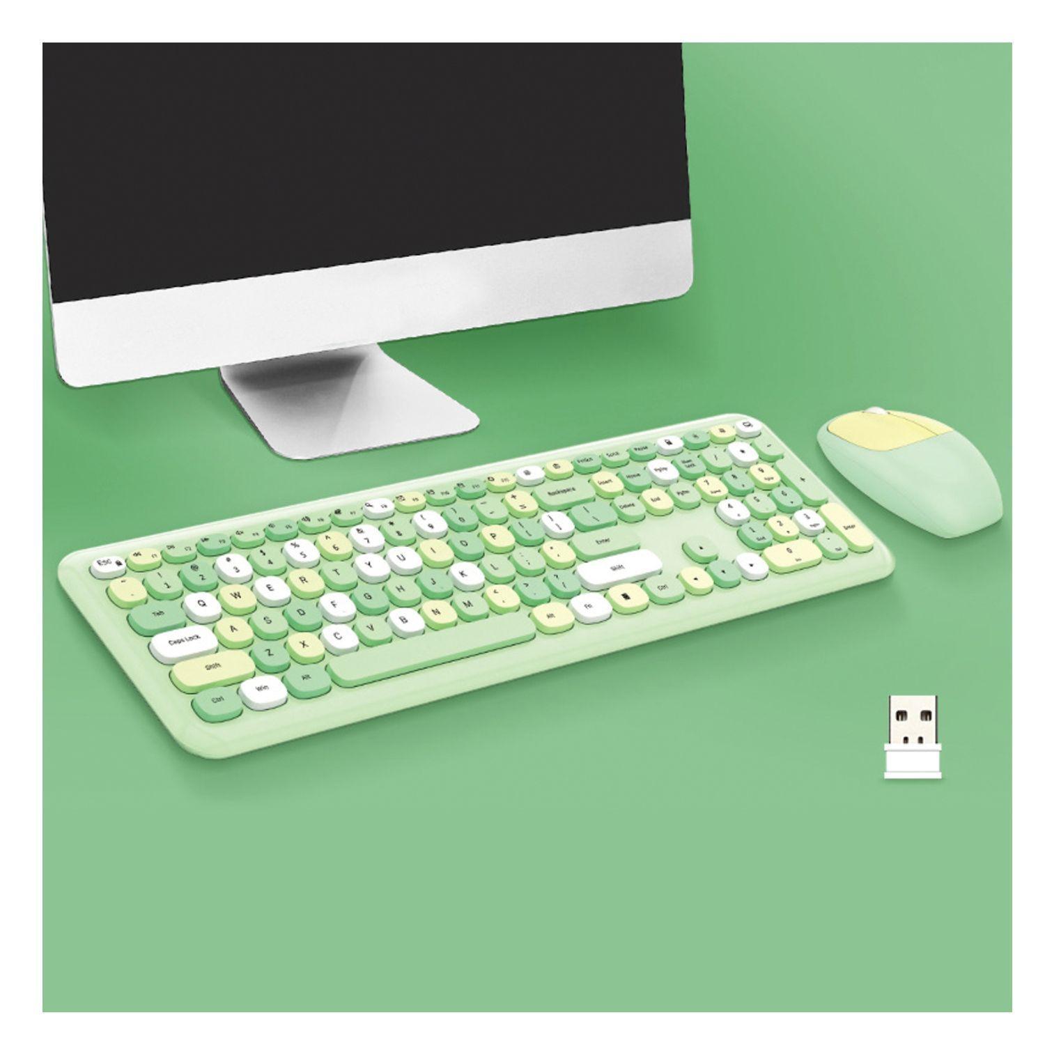 Kit Teclado y Mouse Inalámbrico MOFI Verde-1