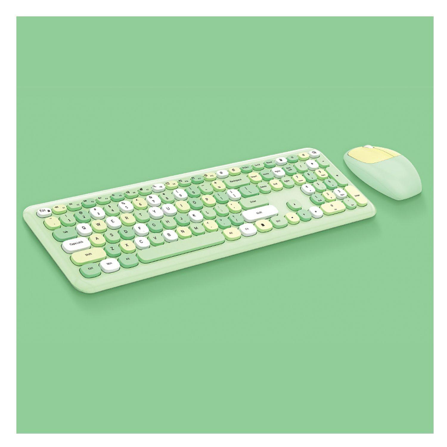 Kit Teclado y Mouse Inalámbrico MOFI Verde-2