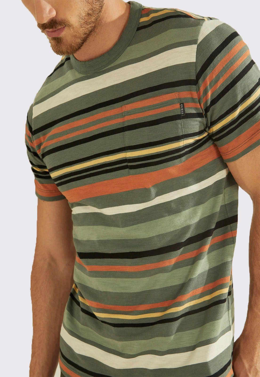 Polera Guess Ss Camp Stripe Pkt Crew-3