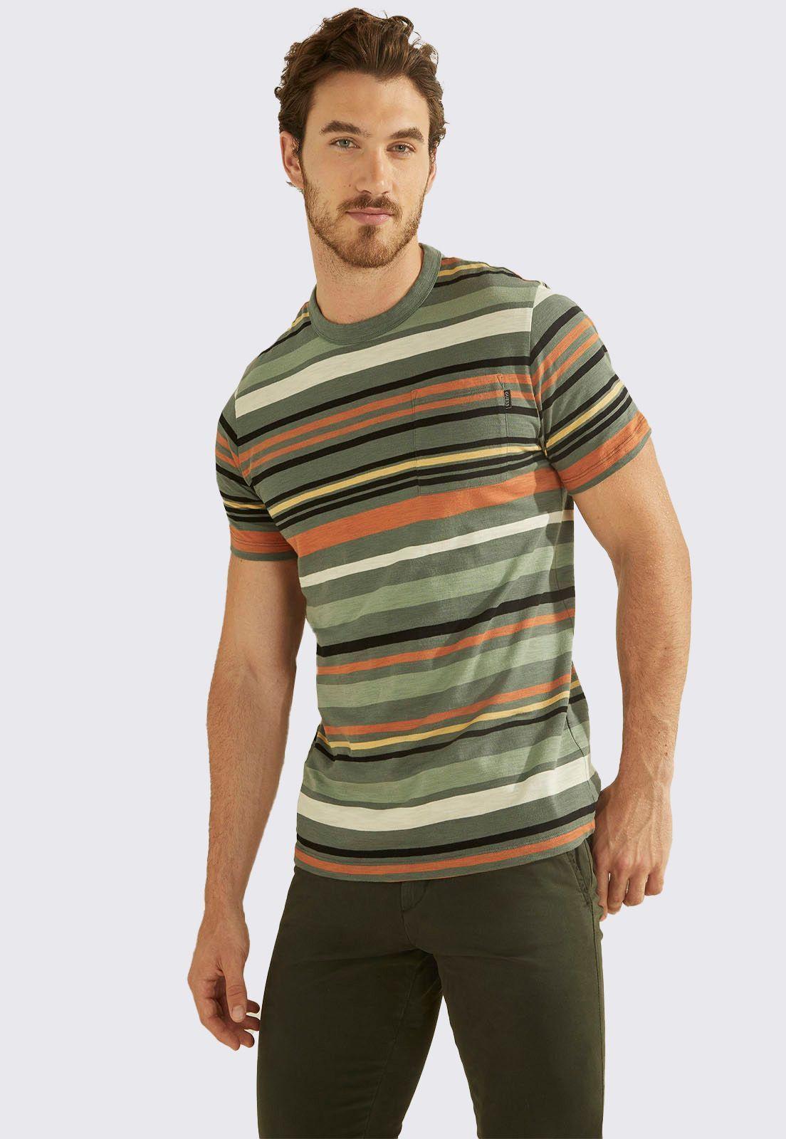 Polera Guess Ss Camp Stripe Pkt Crew-0