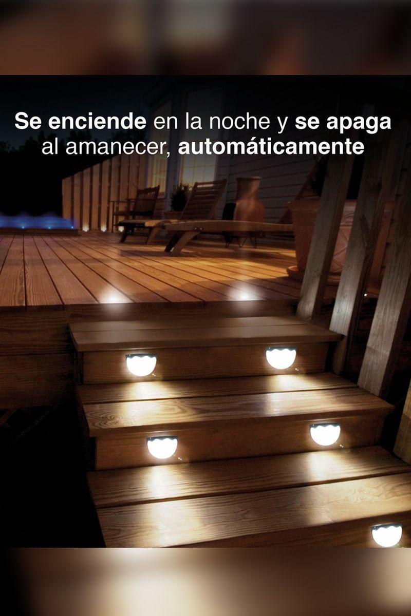 Pack 2 Foco Solar Luz 6 LED Exteriores Blanco-5