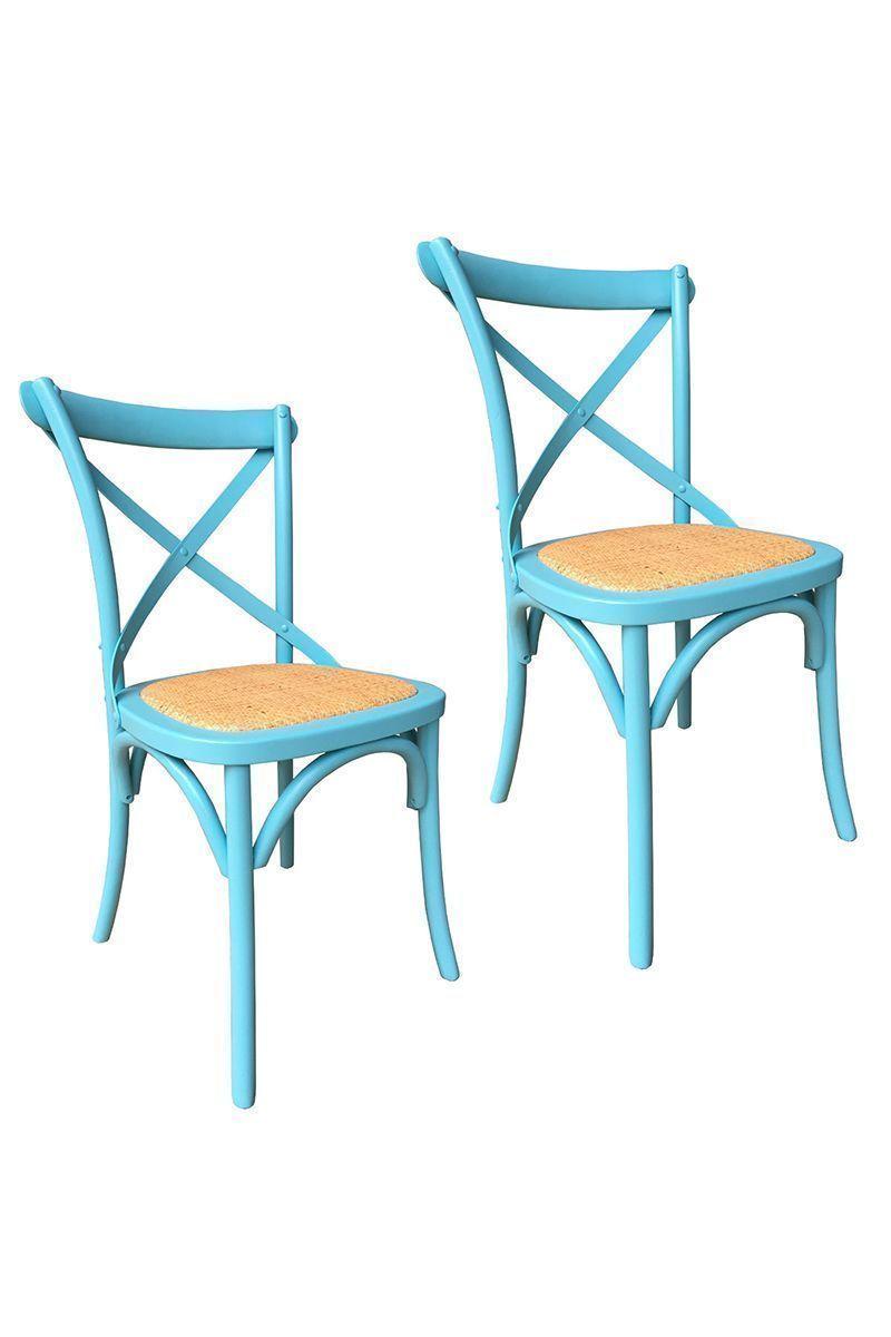 Pack 2 Sillas de Comedor Retro Azul-0