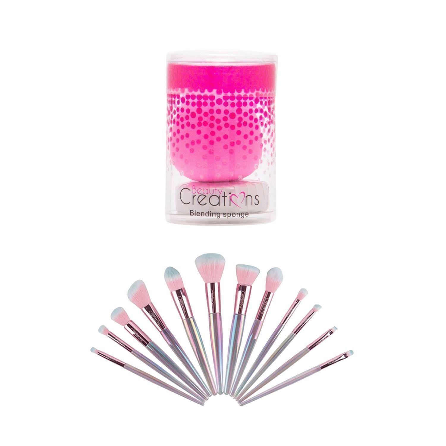 Pack Esponja de Maquillaje “Blending Sponge” con Jabón + Set 12 Brochas Holo Fun y Estuche de Beauty Creations-0