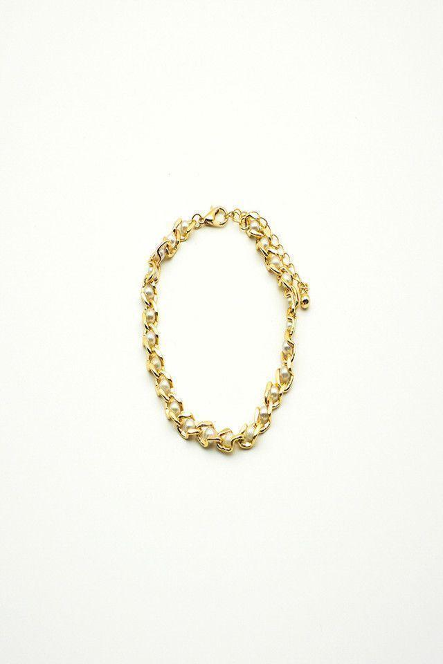 Pulsera Cadena Perlas Dorado i-D-0