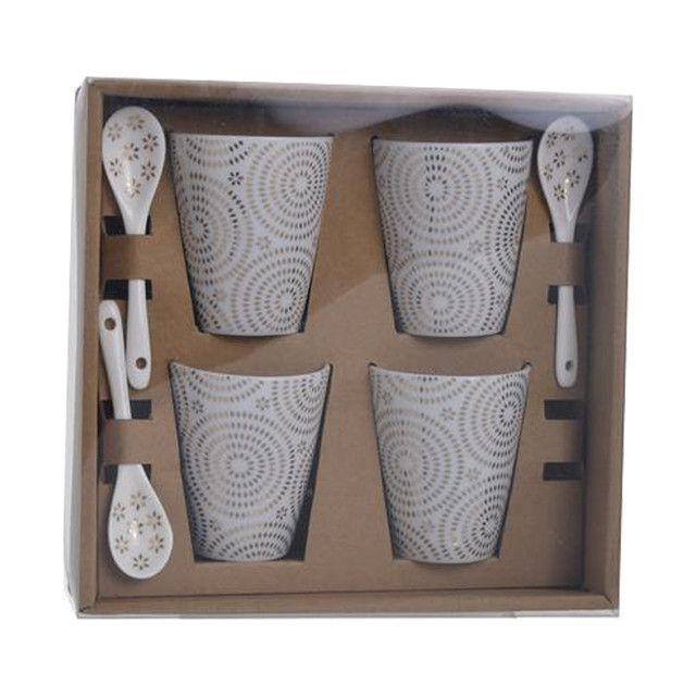 Juego de Tazas con Cucharas 8 Pzs Estrellas Gold-2
