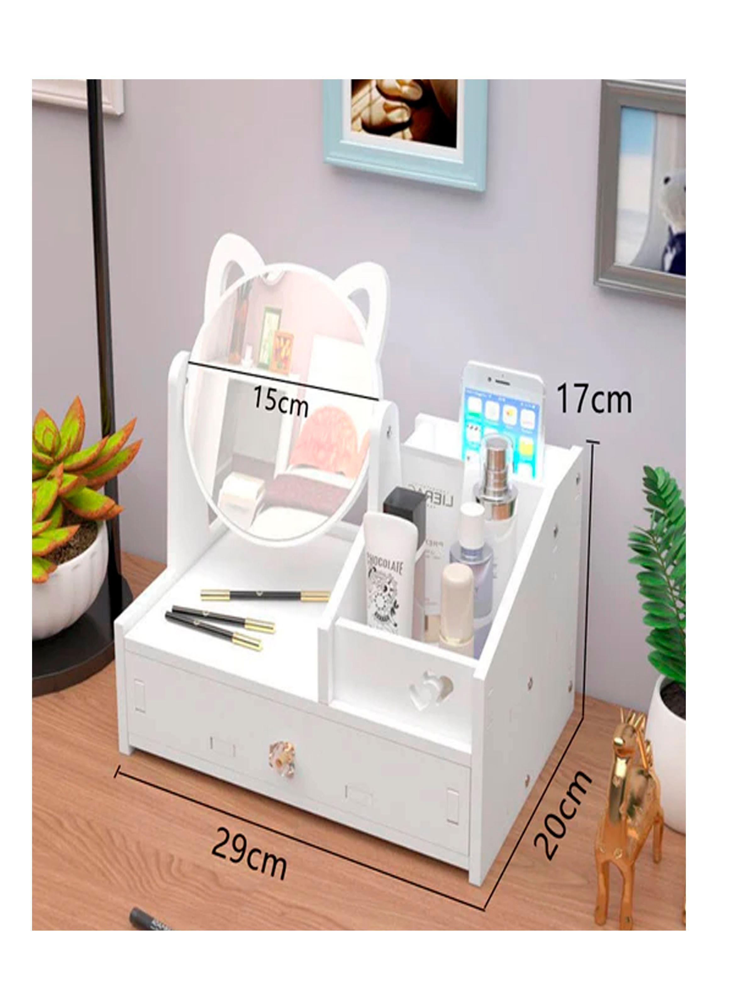 Mini tocador organizador con espejo gatito-2