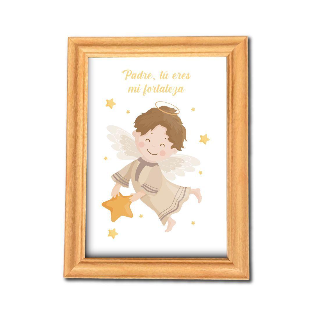 Cuadro Infantil Angelito Estrella Regalo De Bautizo-0