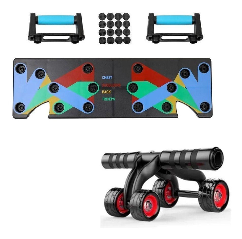 Soporte Push Up Board  + Rueda Abdominal 4 Rued-0