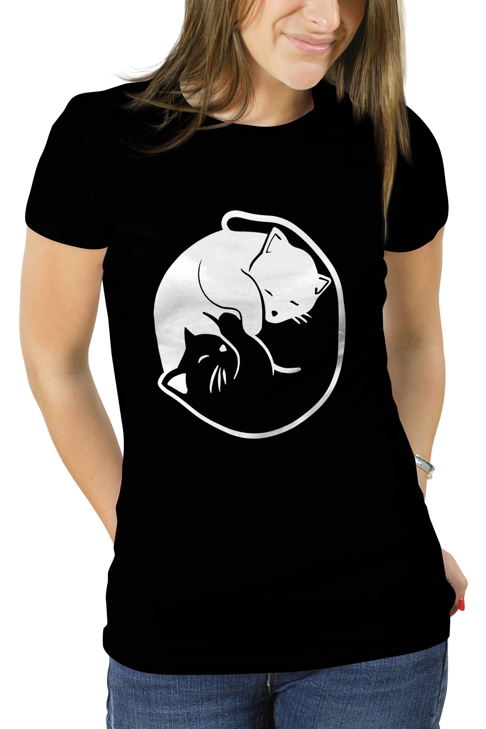 Polera mujer diseño gatitos abrazados gato -0