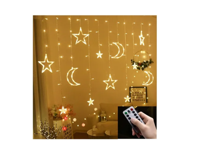 Guirnalda Navidad Usb Estrellas Lunas Cortina De Luces Led-1