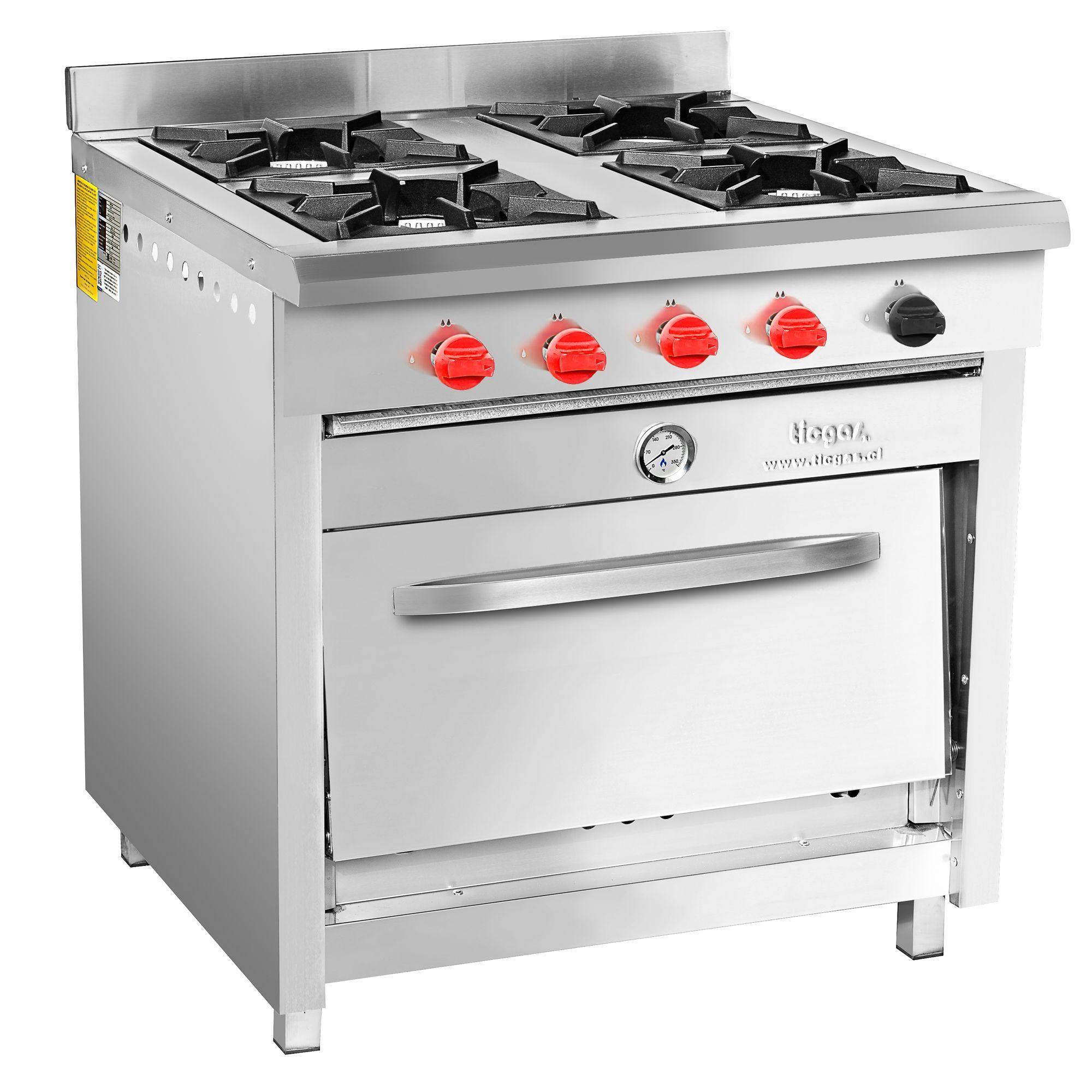 Cocina industrial Ticgas , 4 Platos Acero Inoxidable, gas natural-1