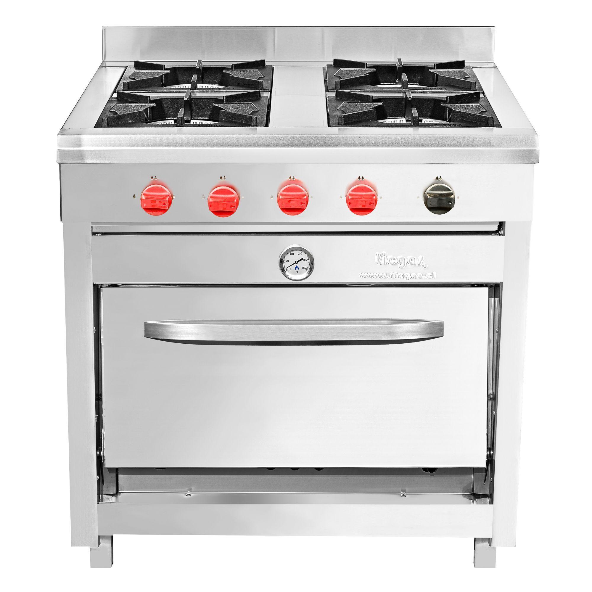 Cocina industrial Ticgas , 4 Platos Acero Inoxidable, gas natural-0