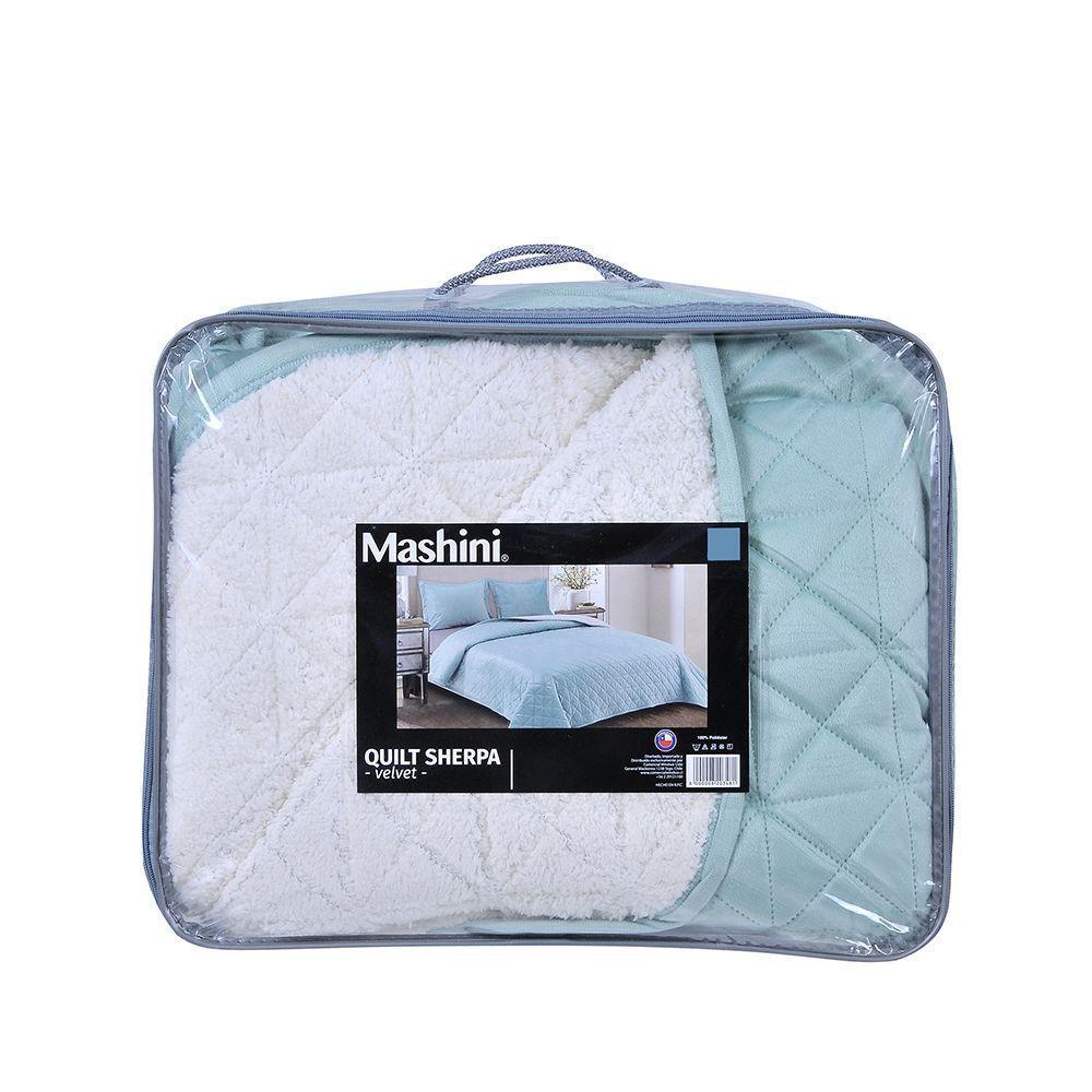 Quilt Velvet Sherpa 1.5 Plazas Celeste-3