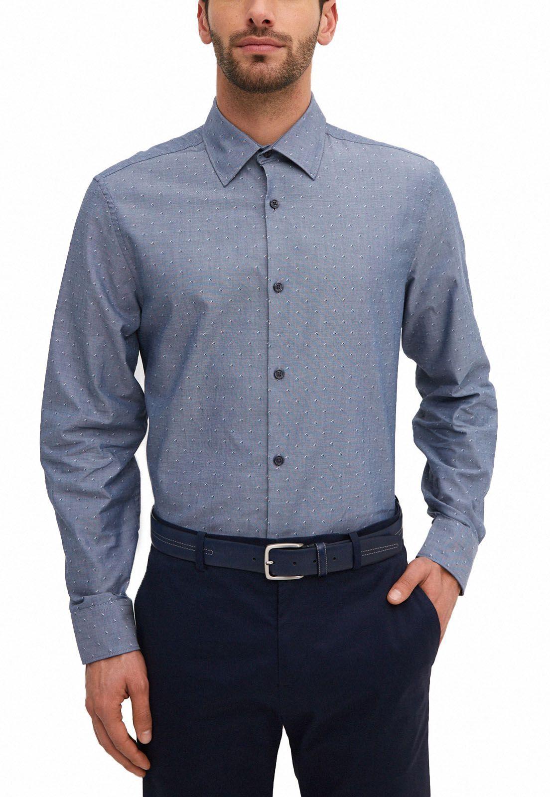 Camisa diseño dobby azul-0