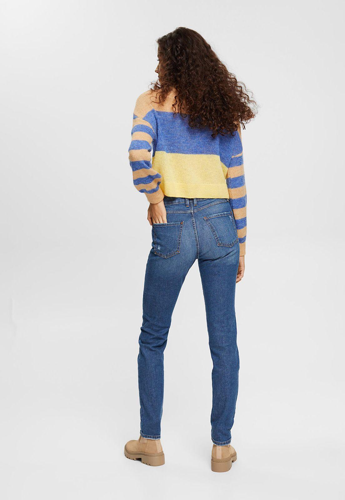 Jeans Corte Recto Tiro Alto Con Efectos Rotos Mujer Esprit-1