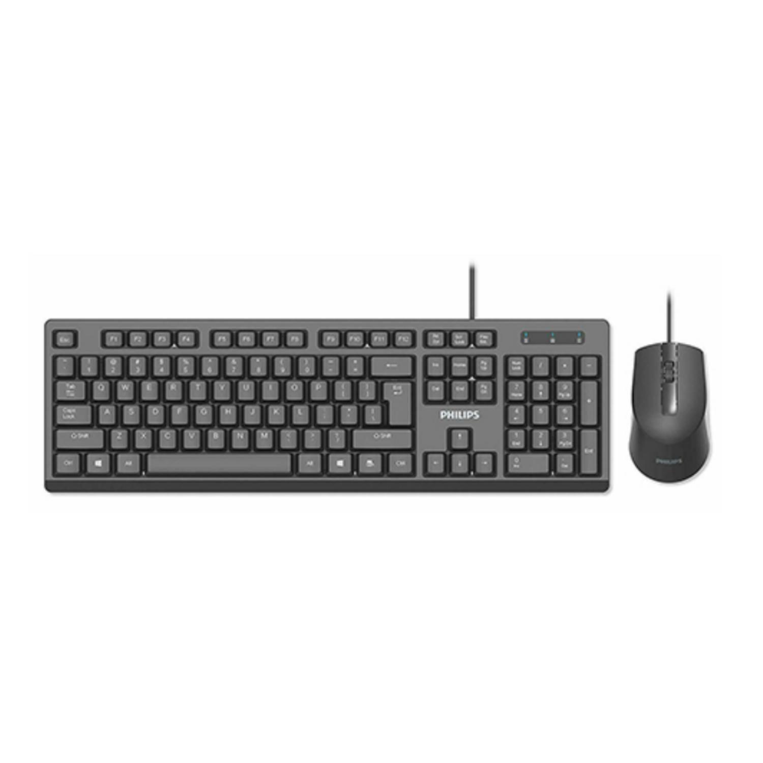 Kit Teclado Y Mouse Alambrico USB Negro SPT6234 Philips-0