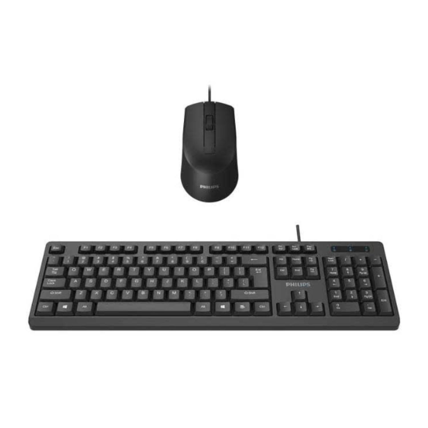 Kit Teclado Y Mouse Alambrico USB Negro SPT6234 Philips-1