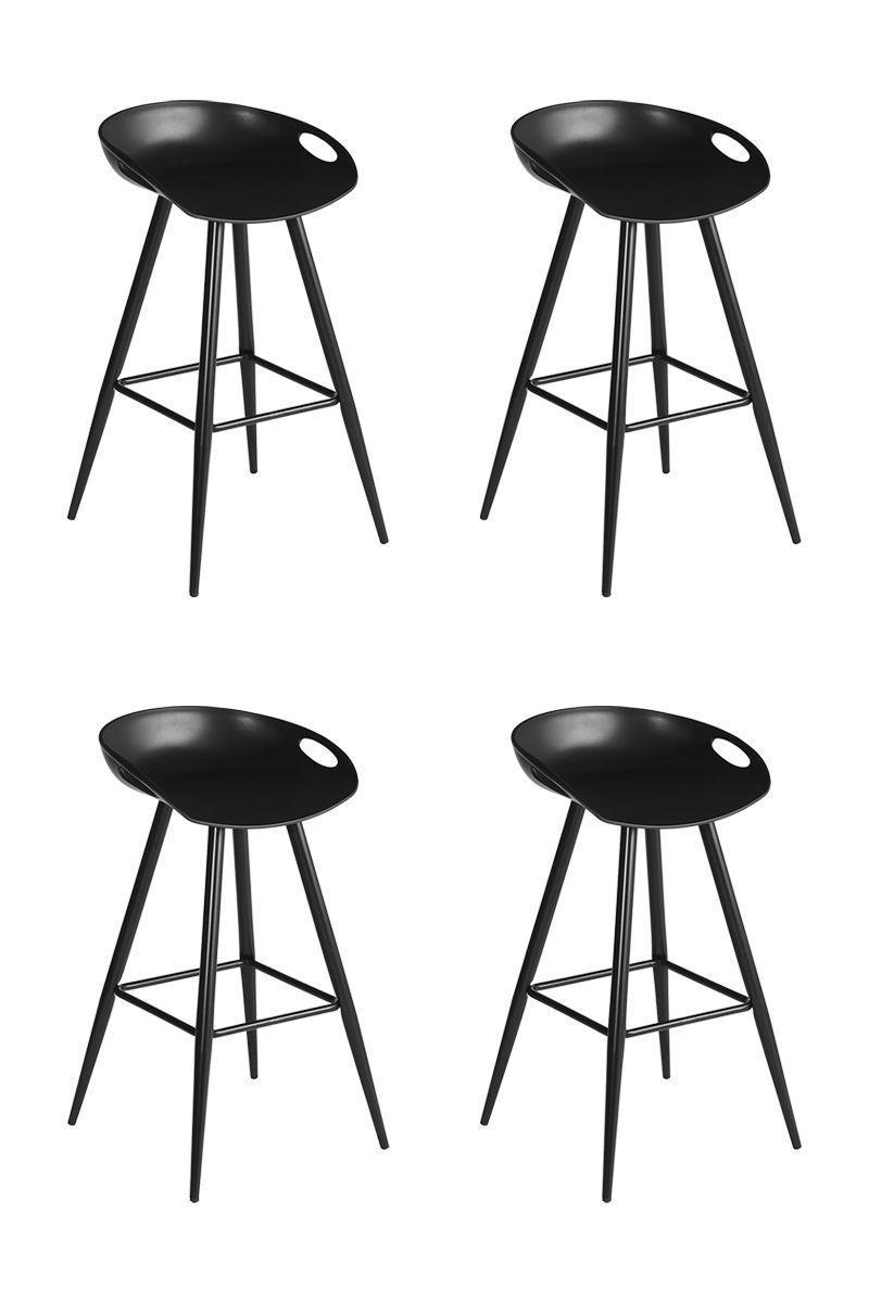 Pack 4 Piso Taburete Bar Reposapiés Wave Negro-0