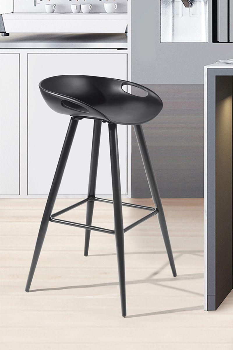 Pack 4 Piso Taburete Bar Reposapiés Wave Negro-5