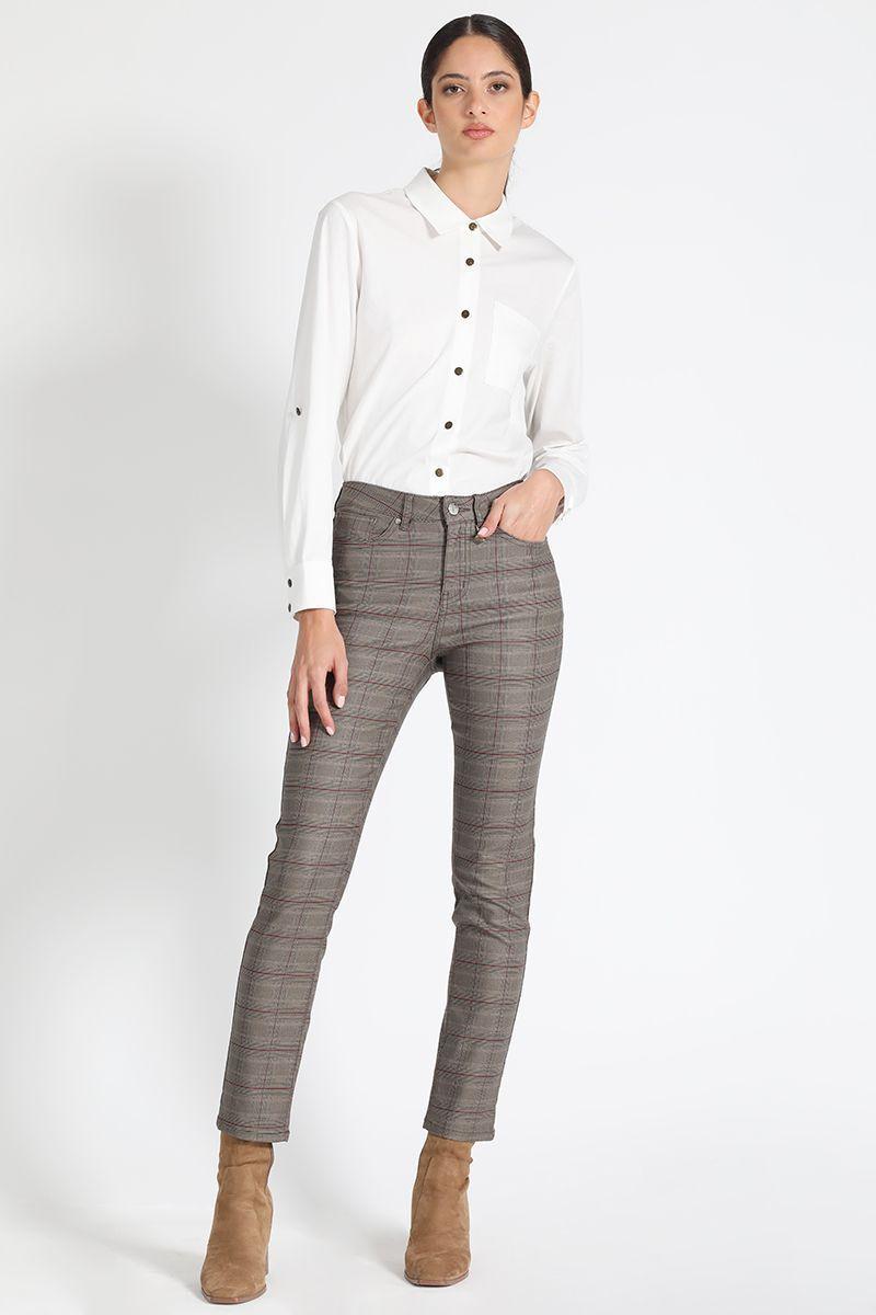 Jeans Cuadrille Tiro Medio Café Liola-0