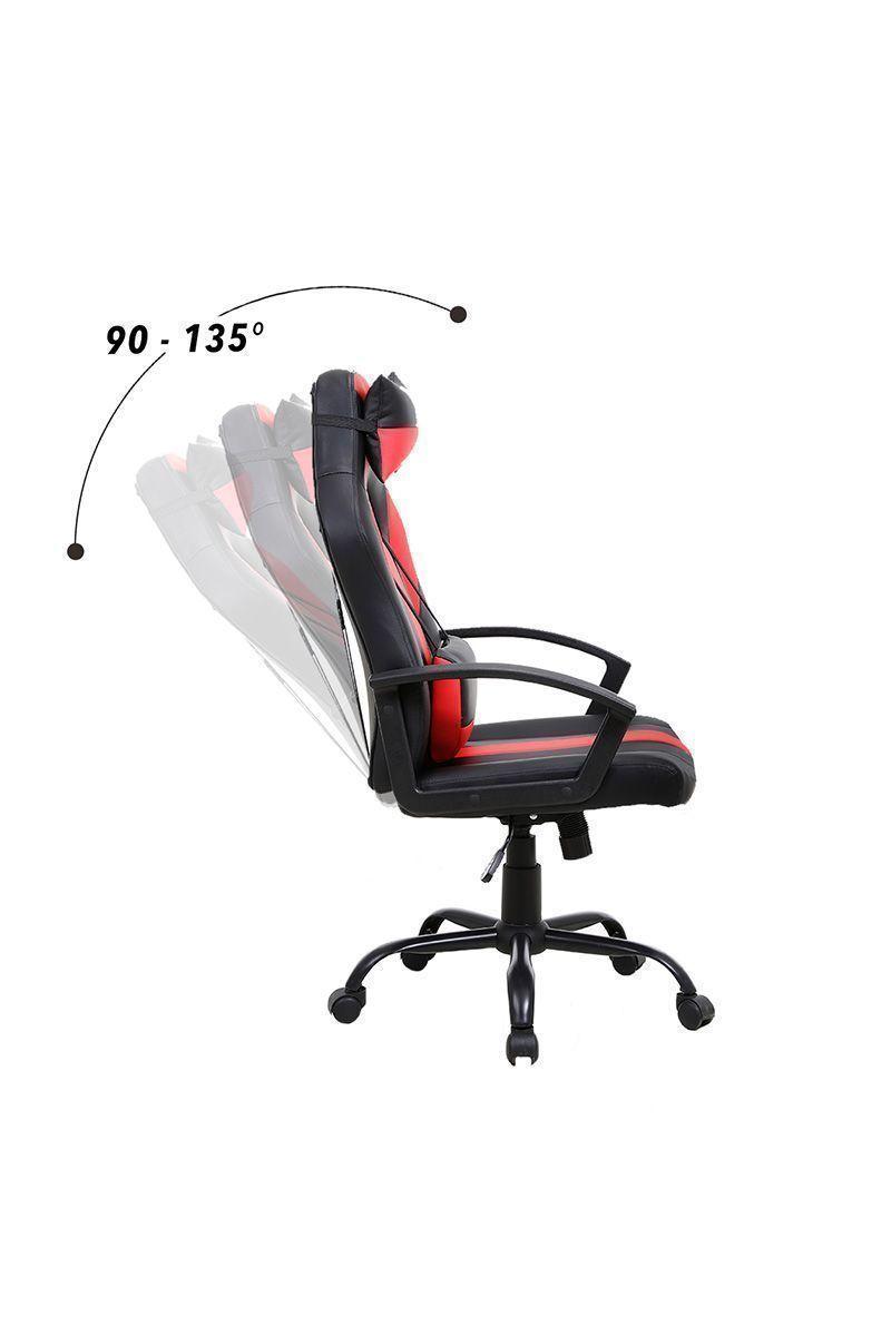 Silla Gamer Reclinable y Altura Ajustable Rojo-3