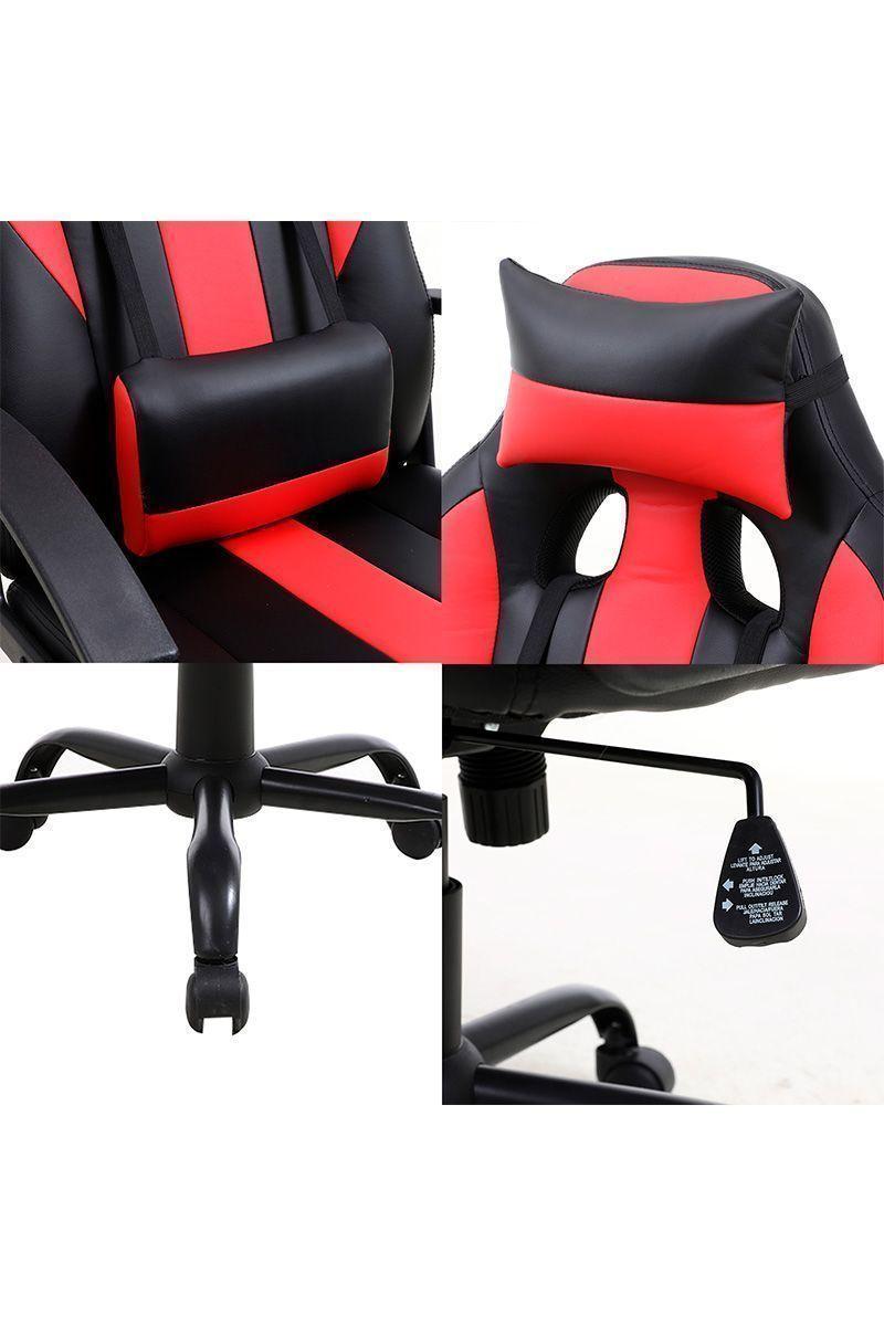 Silla Gamer Reclinable y Altura Ajustable Rojo-5