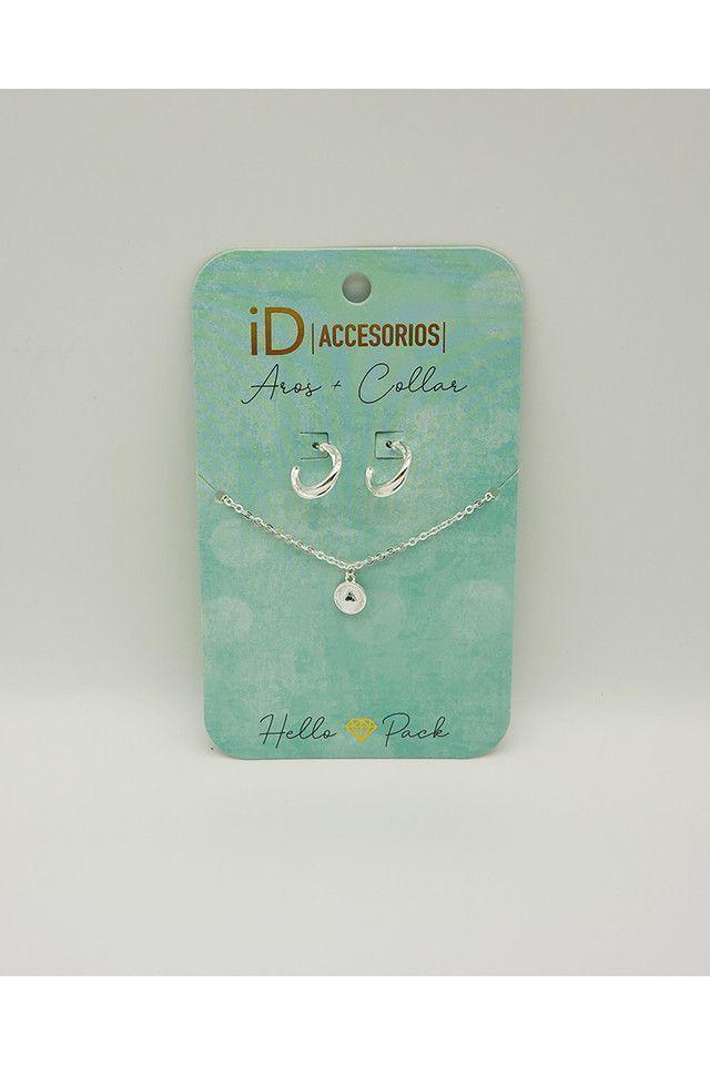 Aro + Collar Triangle Plateado I-D-1