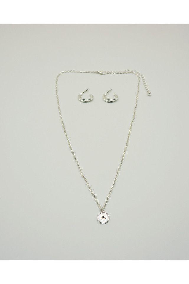 Aro + Collar Triangle Plateado I-D-0